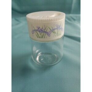 RARE Vintage Gemco Blue Floral Irish Glass Spice Jar Made In The U.S.A.